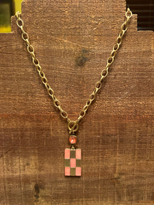 Pink Checker Necklace
