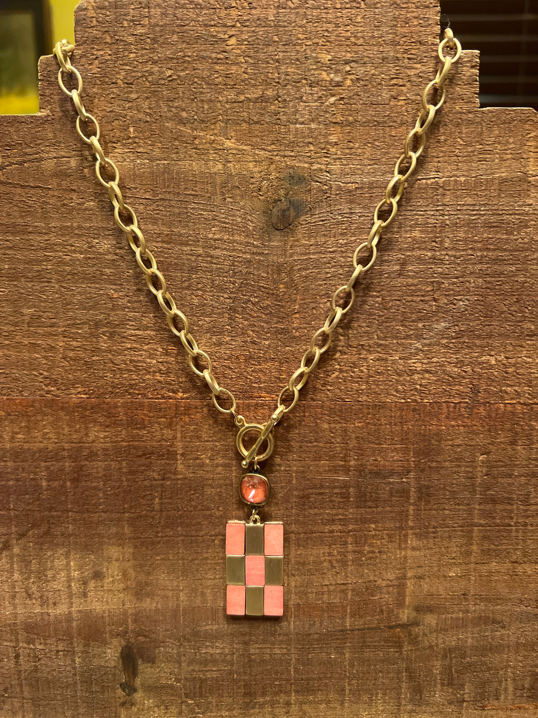 Pink Checker Necklace