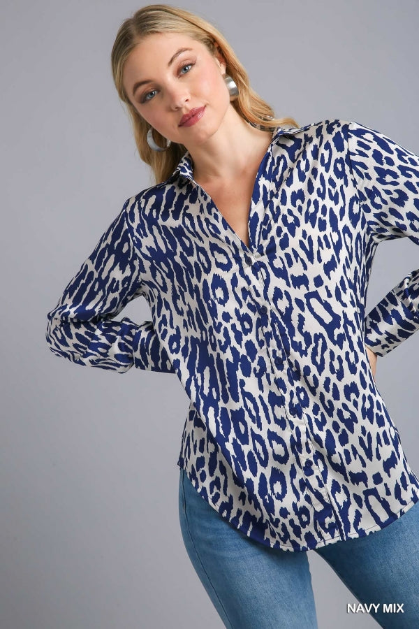 The Navy Night Out Button Top