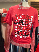 Load image into Gallery viewer, Red &amp; White Stripe Mesh Top

