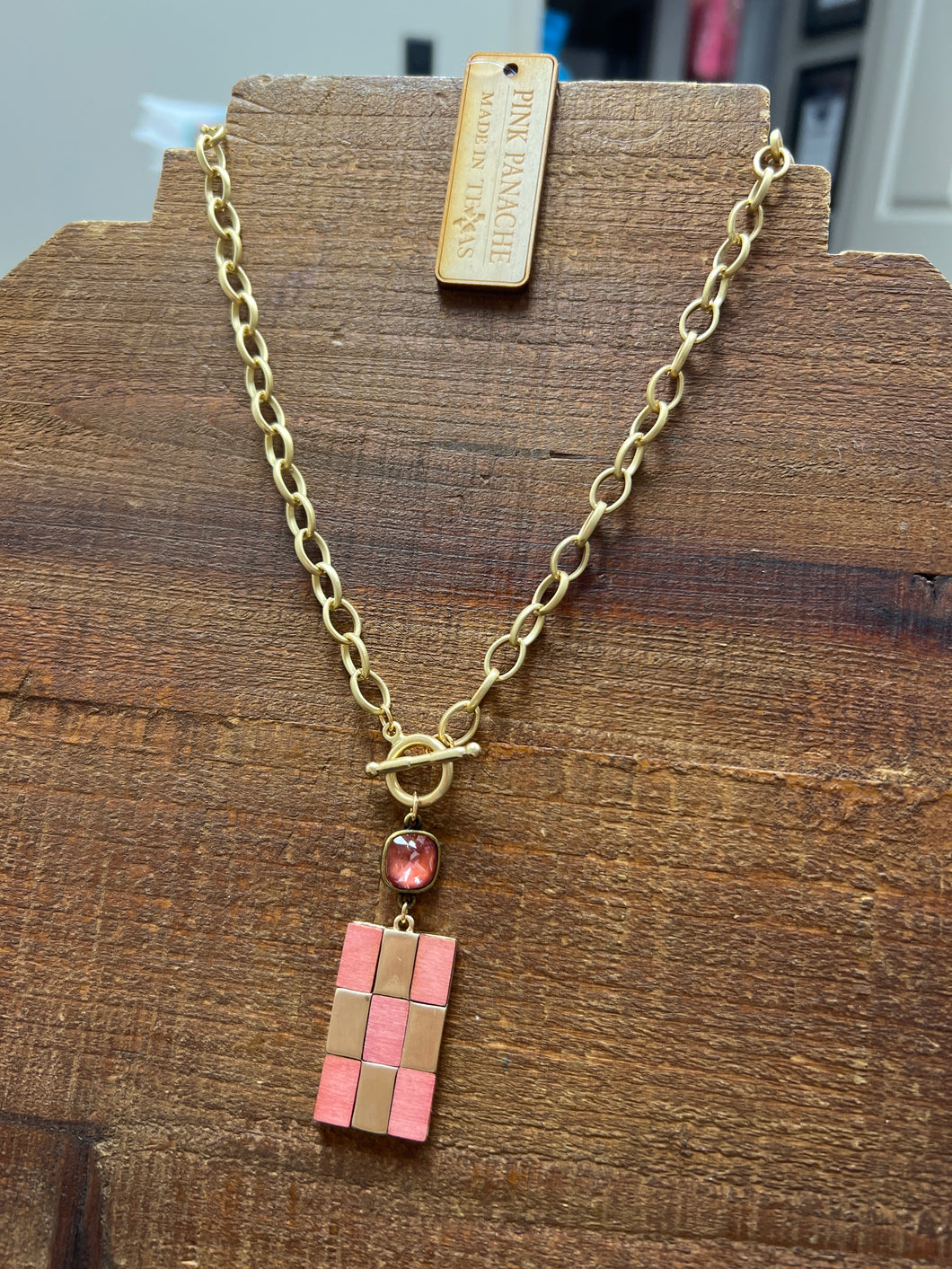 Pink Panache Checkerboard Necklace