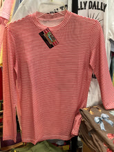 Load image into Gallery viewer, Red &amp; White Stripe Mesh Top

