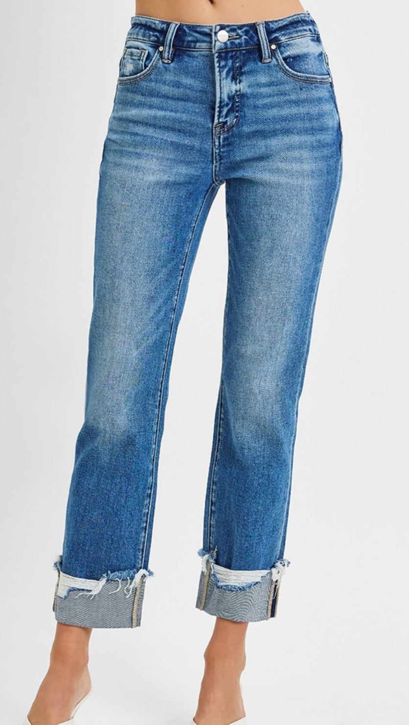 RISEN Tummy Control Straight Cuff Jean