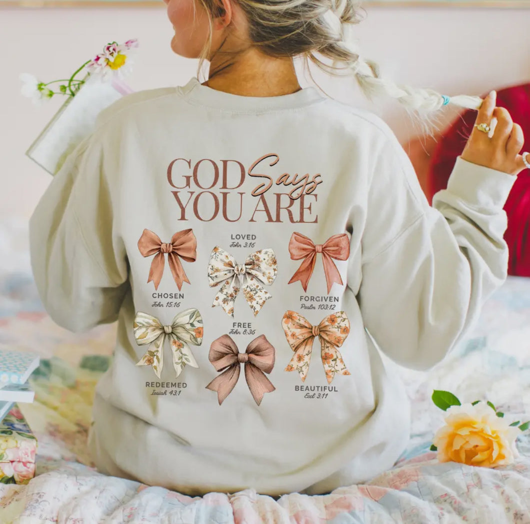God Says Bow Sweatshirt
