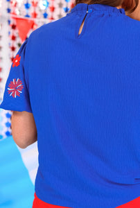 The Patriotic Princess Embroidered Top