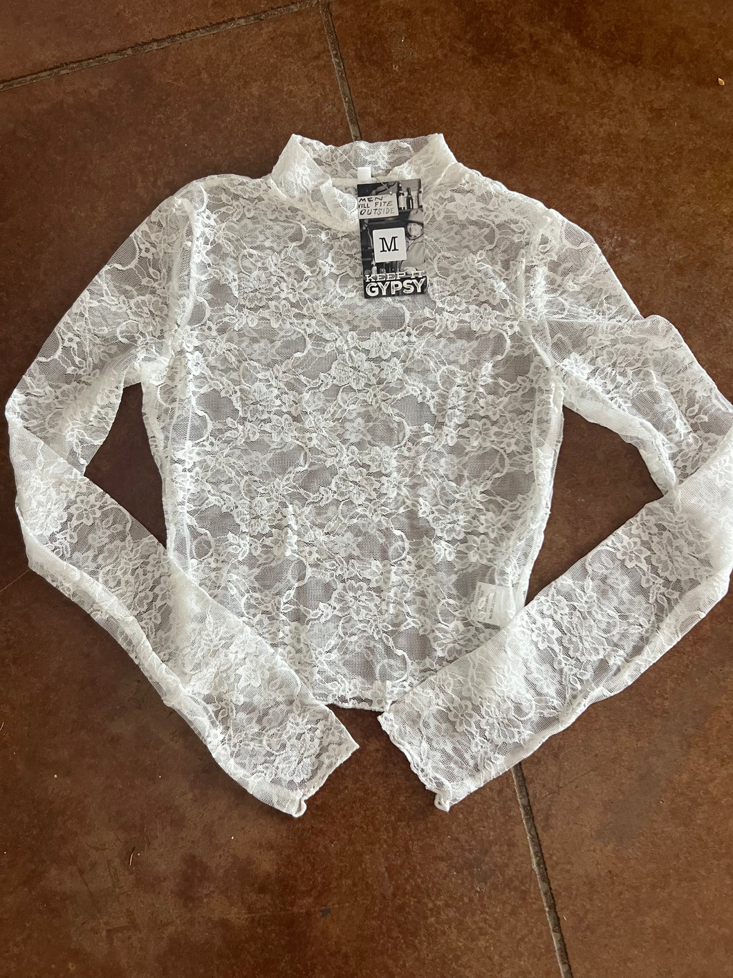 The White Lace Mesh Top