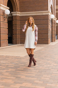 Bare Elegance Cream Sweater Dress