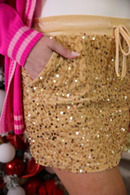 Load image into Gallery viewer, The Vintage Gold Sequin Skort
