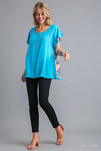 The Aqua Linen Blend Top