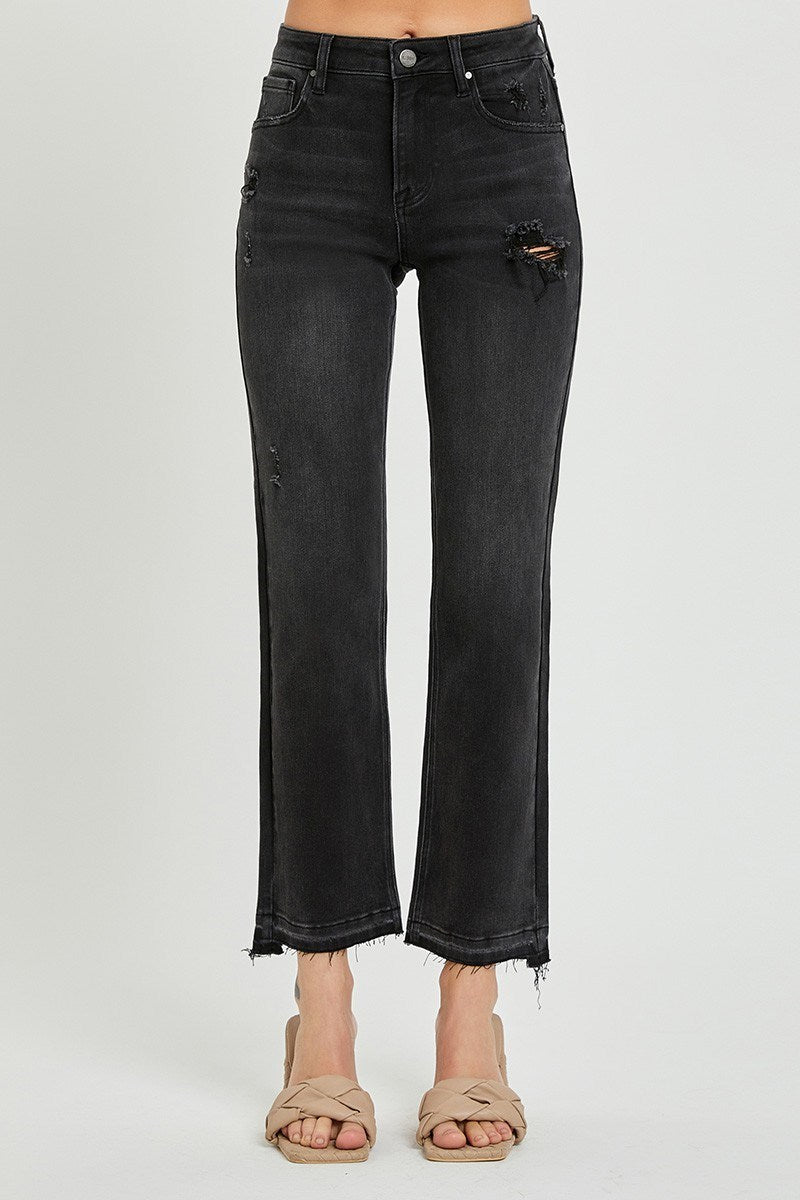 RISEN Mid Rise Black Boyfriend Denim