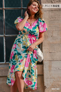 Plus Mint Floral Dress