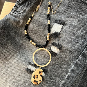 Black Leopard Drop Necklace