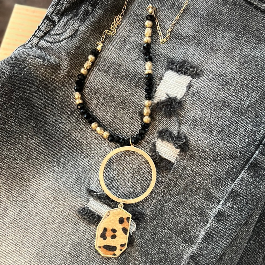 Black Leopard Drop Necklace