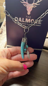 Turquoise Tusk Paperclip Necklace