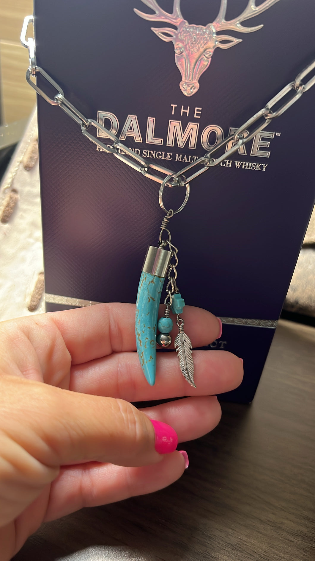 Turquoise Tusk Paperclip Necklace