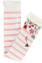 Load image into Gallery viewer, Pink/Ivory Floral Stp Footless Tights
