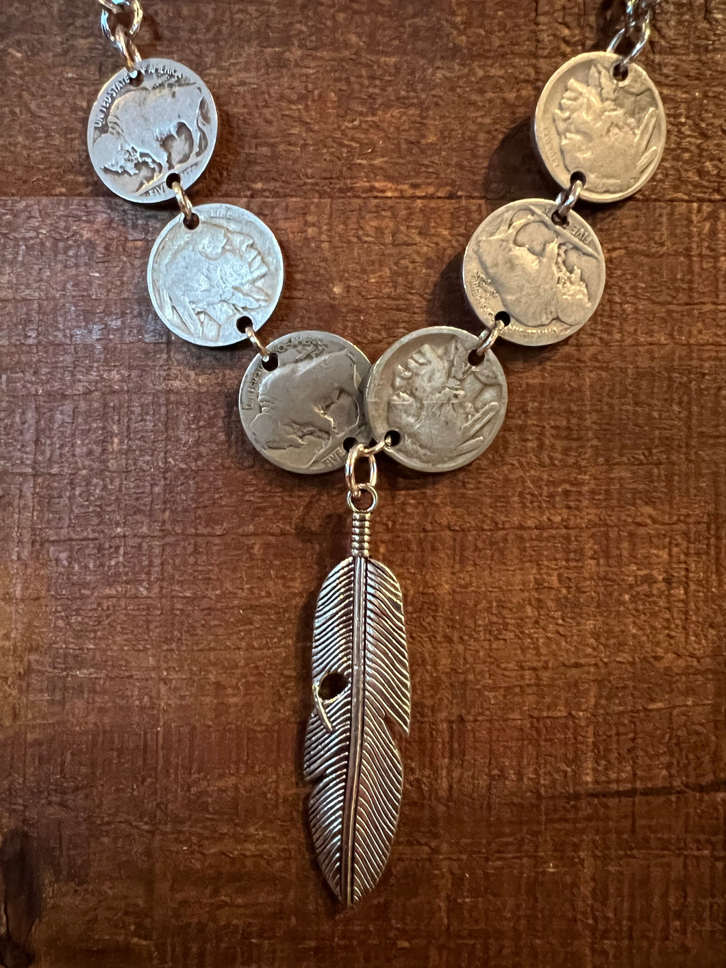 Indian Coin Feather Necklace