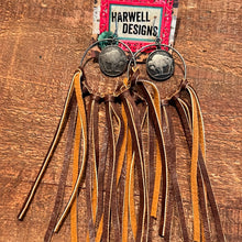 Load image into Gallery viewer, Leather Coin Drop Earrings
