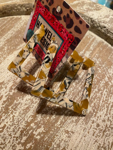 Mustard Marble Square Earring