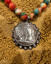 Load image into Gallery viewer, Orange Buffalo Coin Necklace
