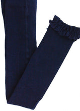 Load image into Gallery viewer, Navy Footless Ruffle Tights
