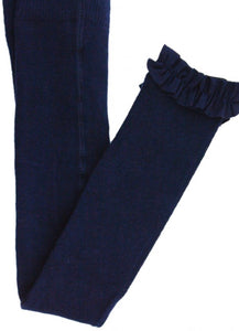 Navy Footless Ruffle Tights