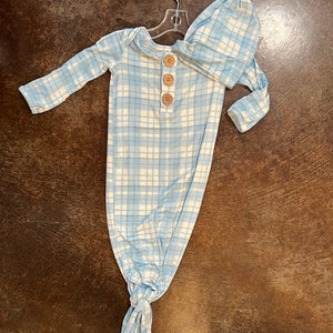 Baby Blue Plaid Knottie Gown